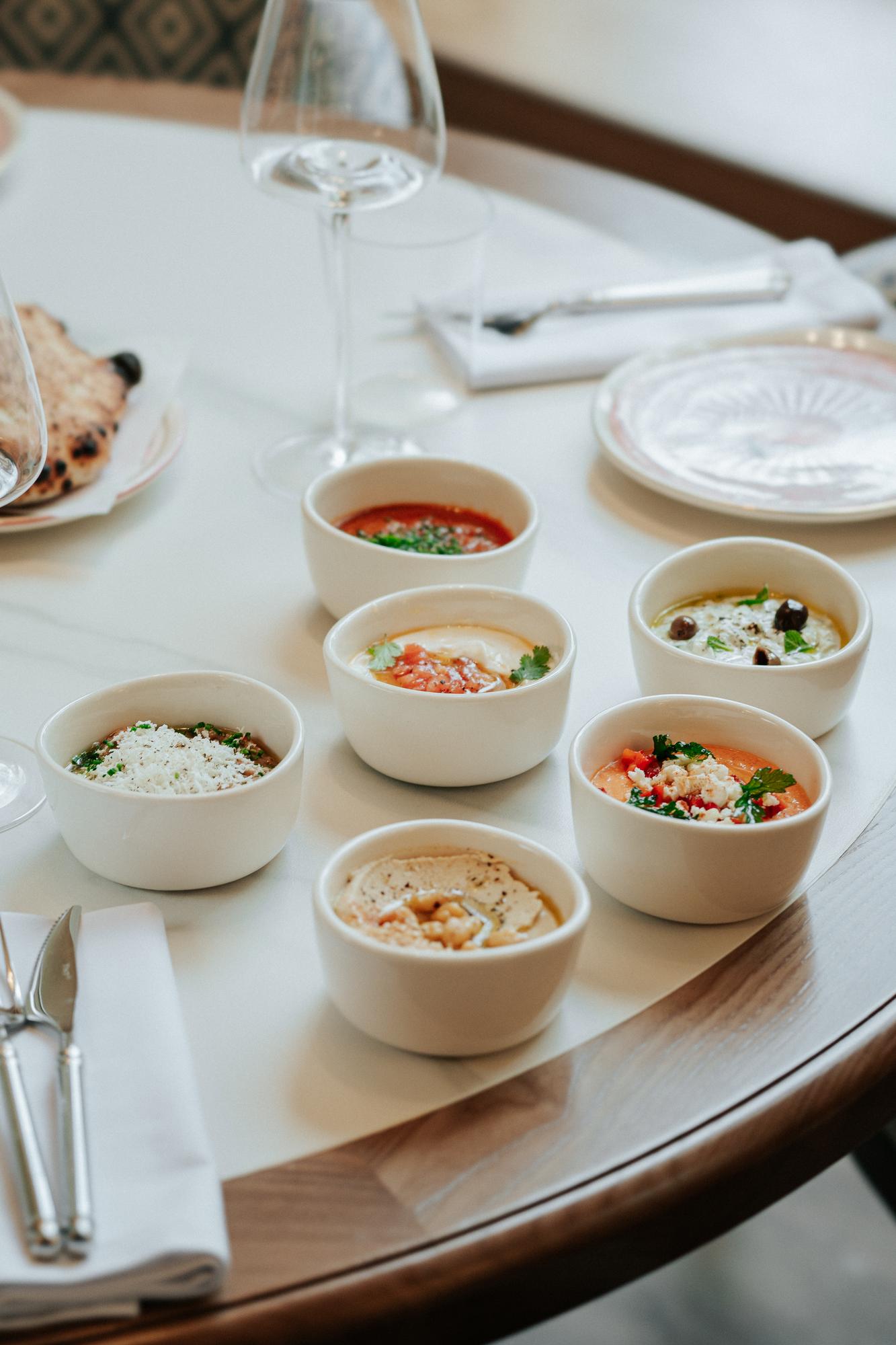 Tasting menu served with small bowls